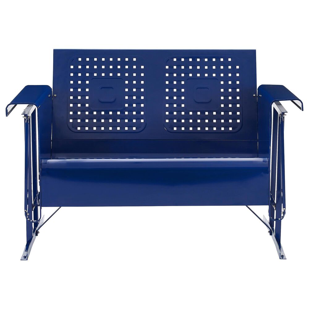 Crosley Furniture Bates Patio Glider Loveseat in Navy Gloss Nebraska