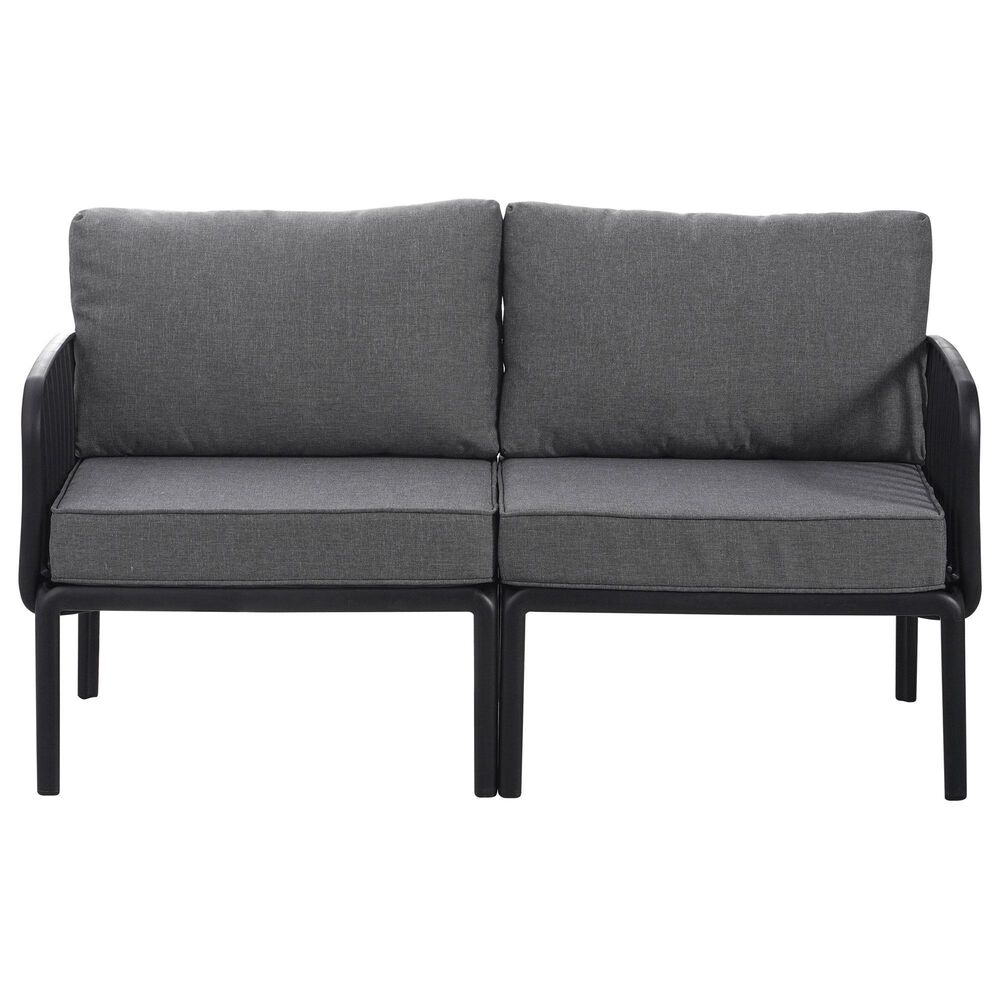 Hearth and Haven 2-Piece Patio Conversation Set with Dark Gray Cushion in Black, , large