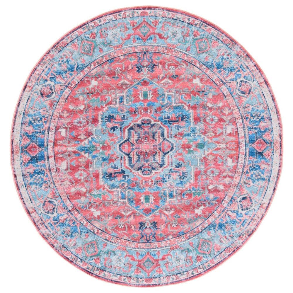 Safavieh Serapi  6"7" Round Light Blue and Red Area Rug, , large