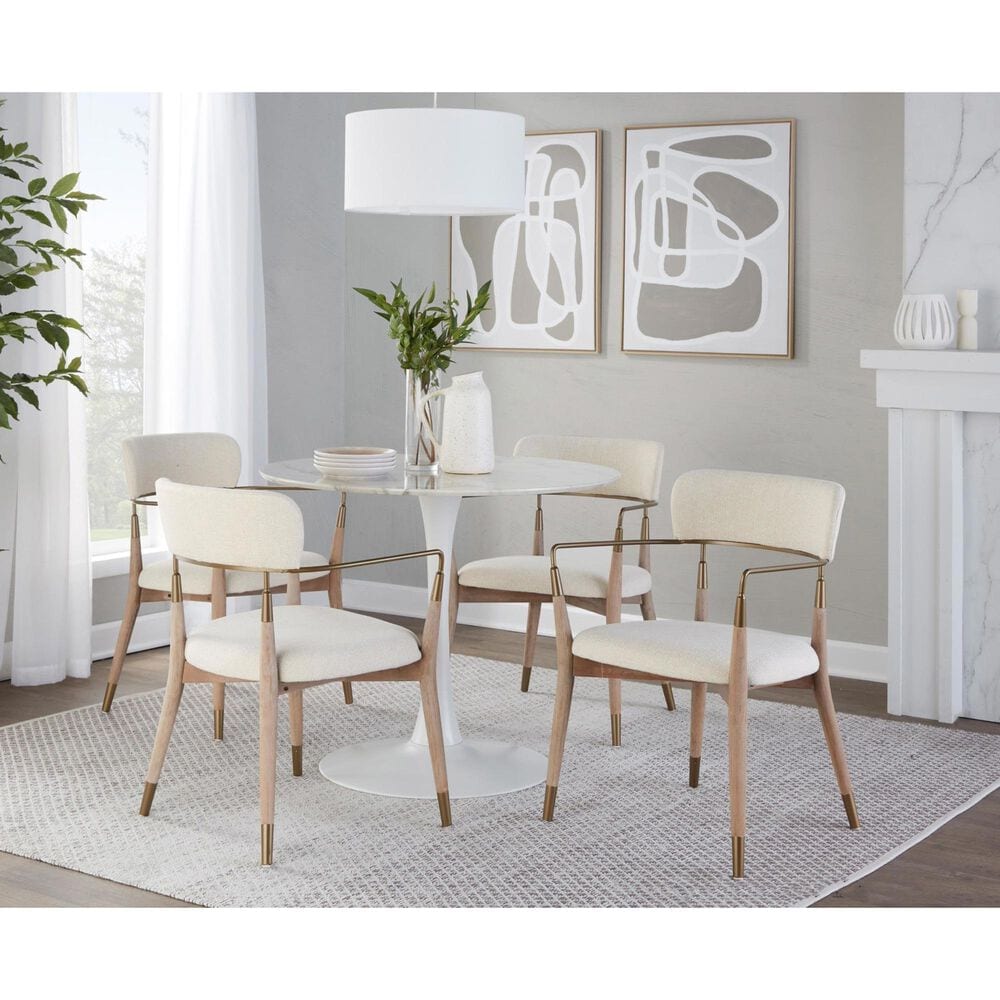 LumiSource Pebble Modern Table with White Metal Base and White Marble Veneer Table Top by LumiSource, , large