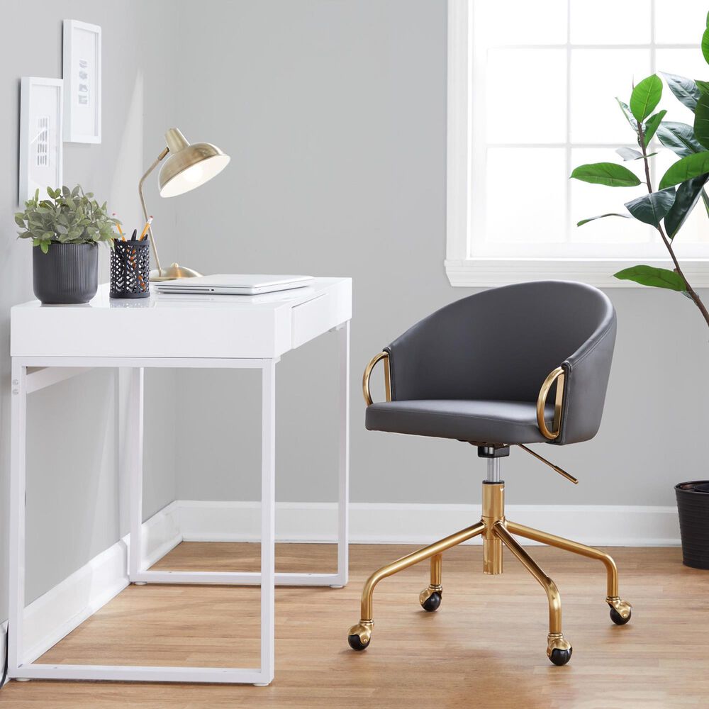 Lumisource Claire Task Chair with Grey Cushion in Gold, , large