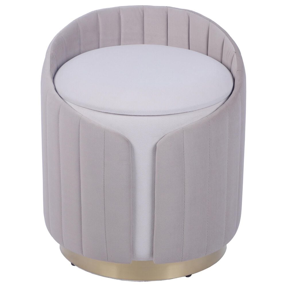 Rta Products Plush Storage Ottoman in Taupe, , large