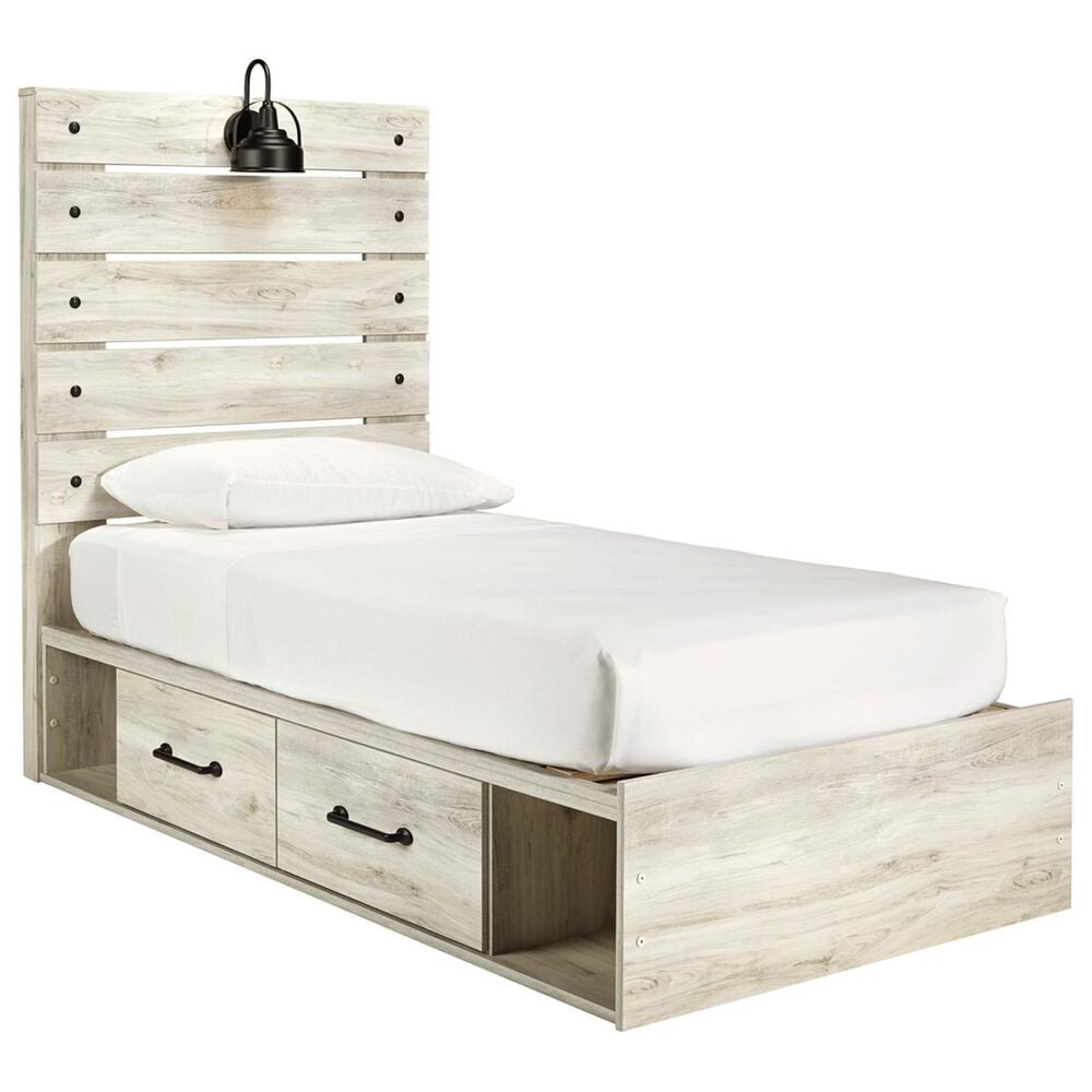 Ashley Cambeck 4 Piece Twin Single Storage Bed Set in Whitewash, , large