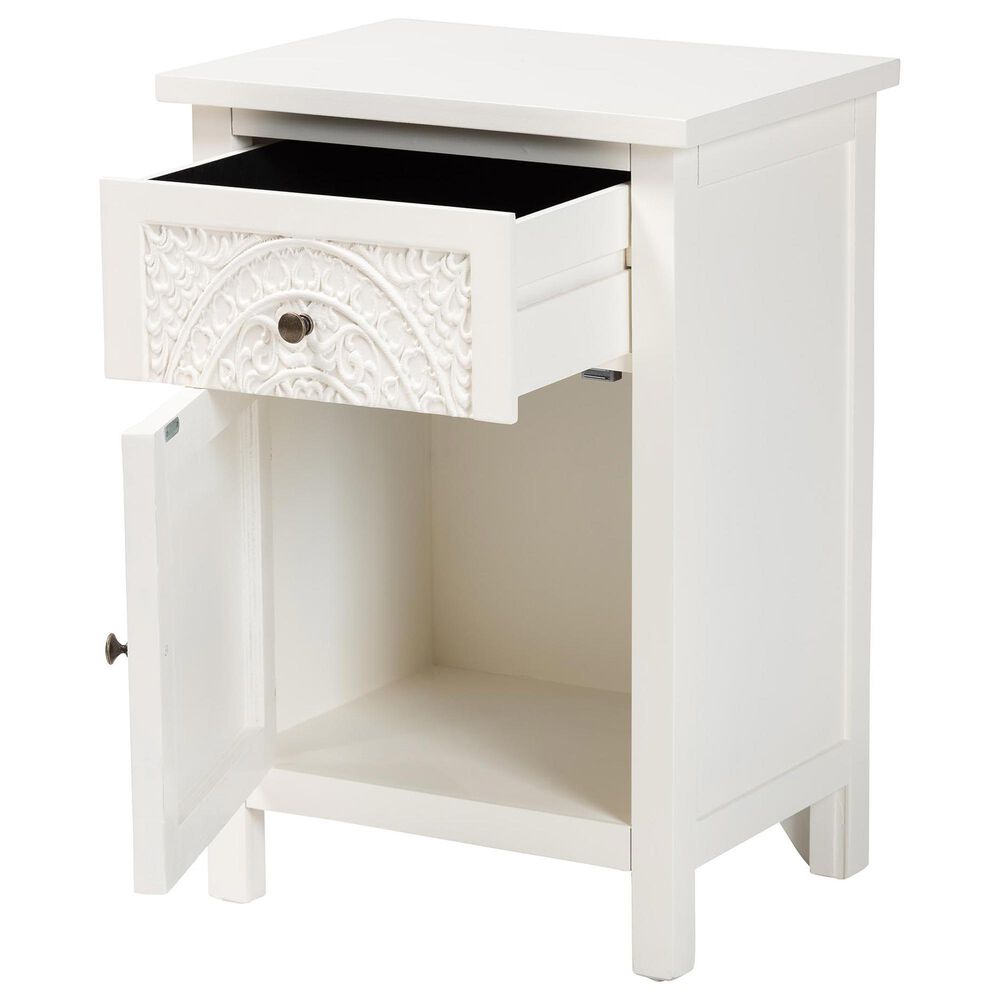 Baxton Studio Lambert 1-Drawer End Table in White, , large