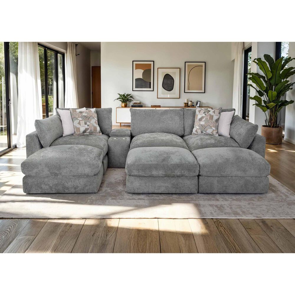 Moore Furniture Dreamscape Seurat 4-Piece Stationary L-Shaped Reversible Sectional in Linwood Green Bay, , large