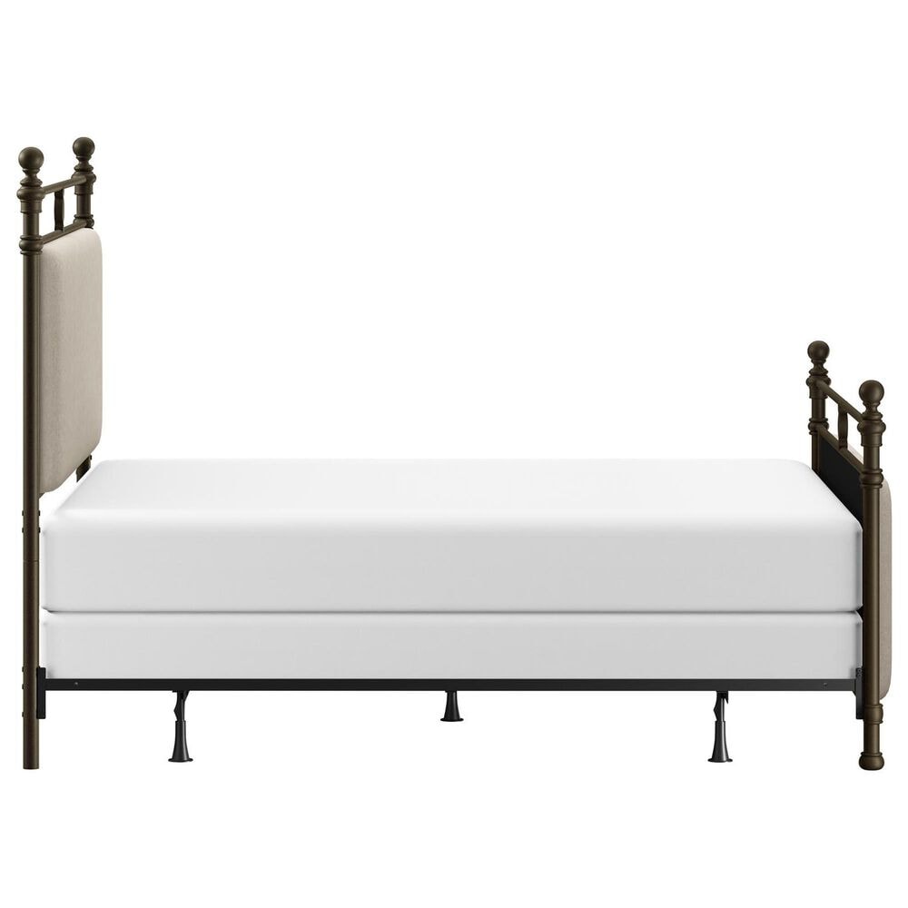 Richlands Furniture Ashley Queen Poster Panel Metal and Upholstered Bed in Brown and Rustic Brown, , large