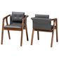 Baxton Studio Marcena Arm Chair with Grey Cushion in Walnut Brown (Set of 2), , large