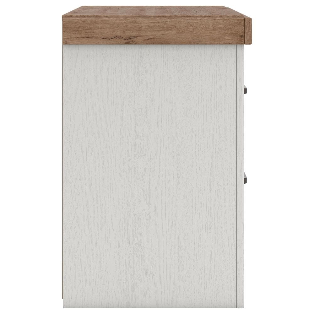 Ashley Savonport Twin Storage Bed with Nightstand in White and Brown, , large