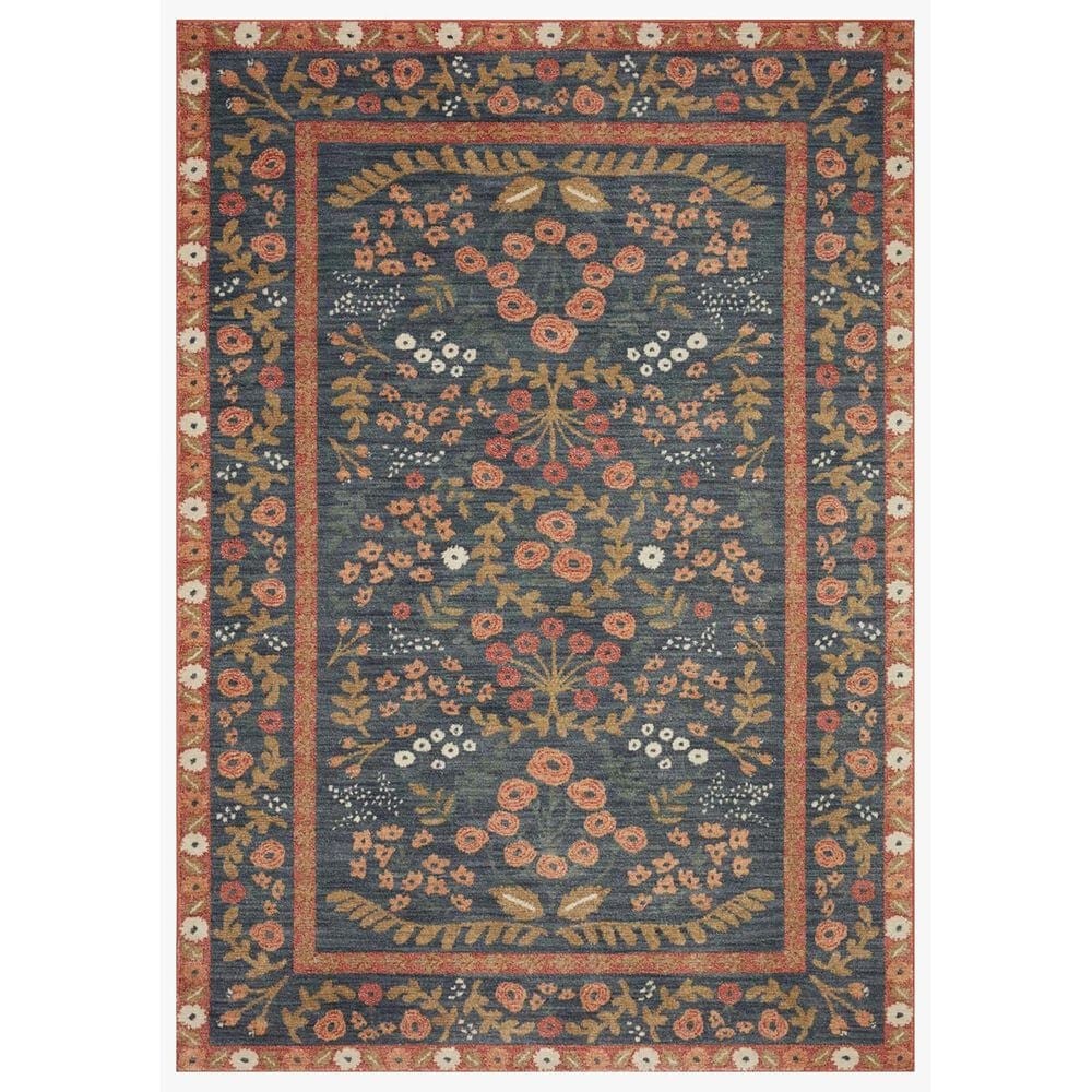 Rifle Paper Co. x Loloi Fiore FIO-01 3"7" x 5"7" Navy and Rust Area Rug, , large
