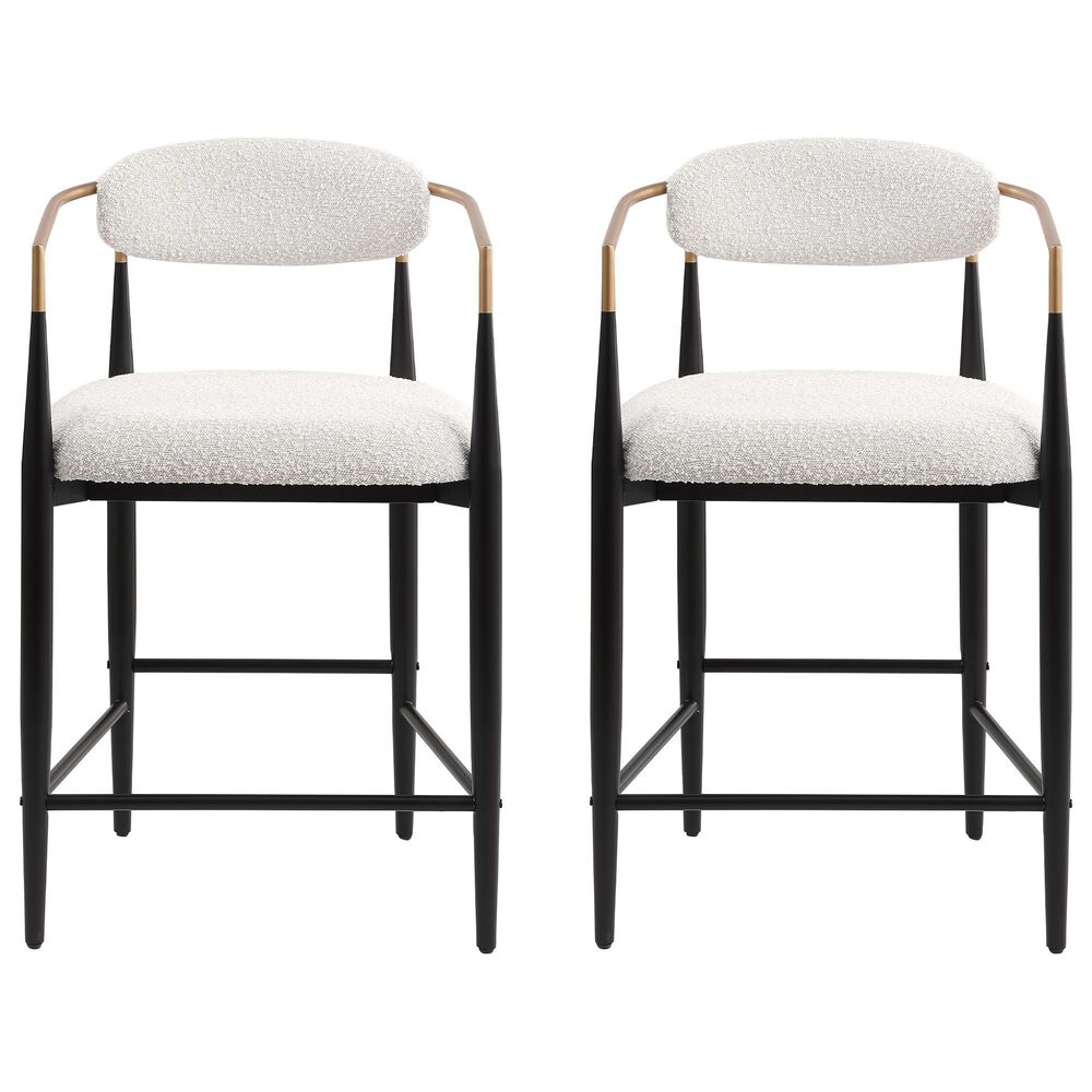 Morden Fort 26" Counter Stool with White Cushion in Black and Gold (Set of 2), , large
