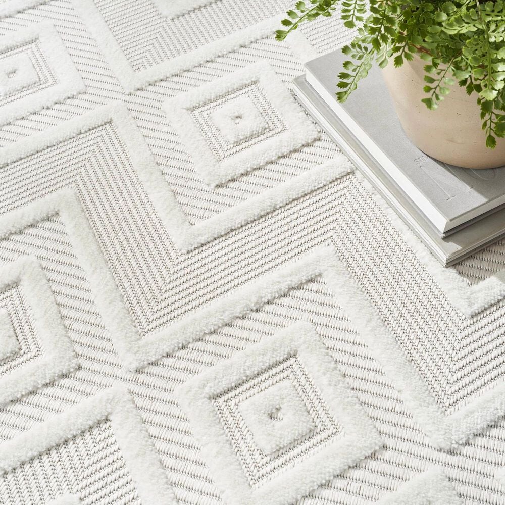 Nourison Versatile 6&#39; x 9&#39; Ivory and White Indoor/Outdoor Area Rug, , large