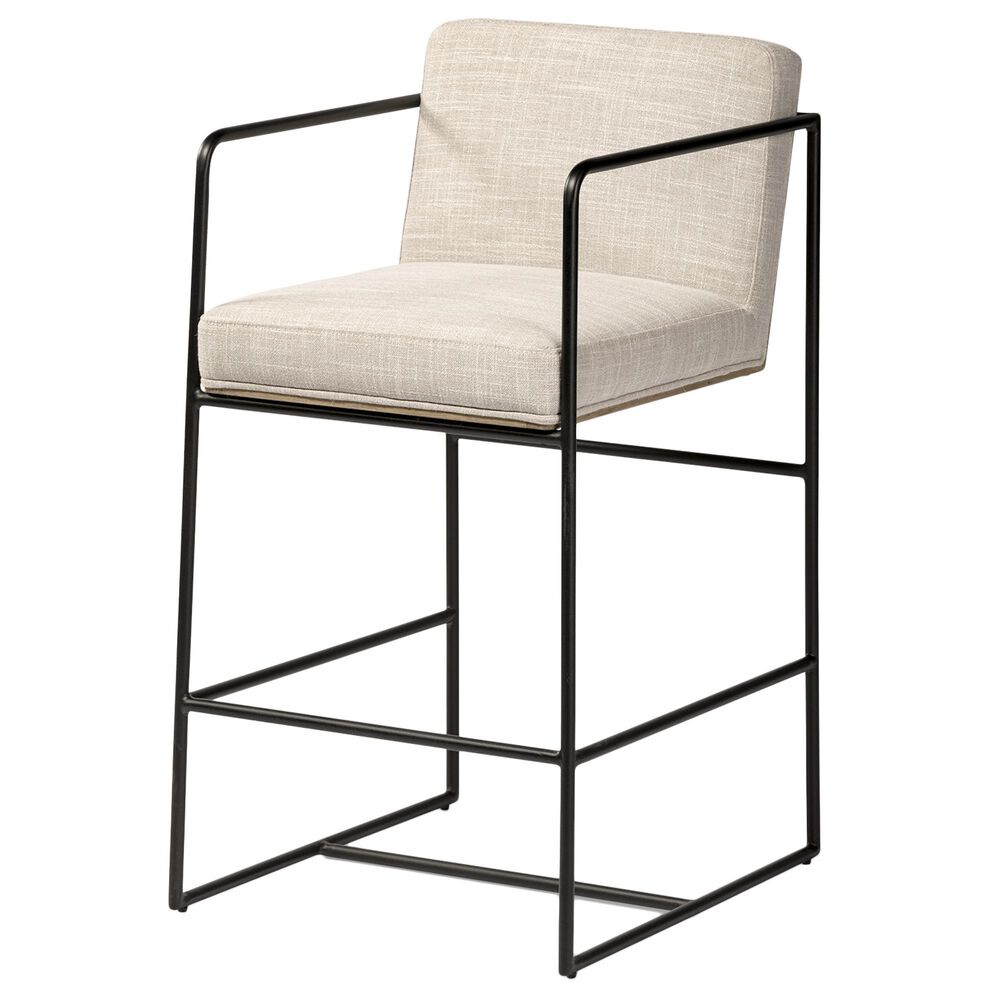 Mercana Stamford Counter Stool with Beige Cushion in Black | Shop NFM 