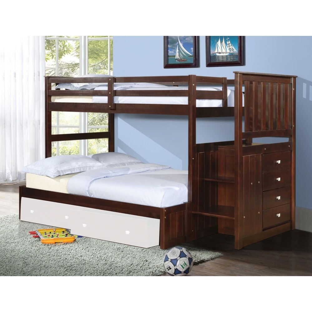 Cambria Designs Twin over Full Staircase Bunkbed in Cappuccino, , large