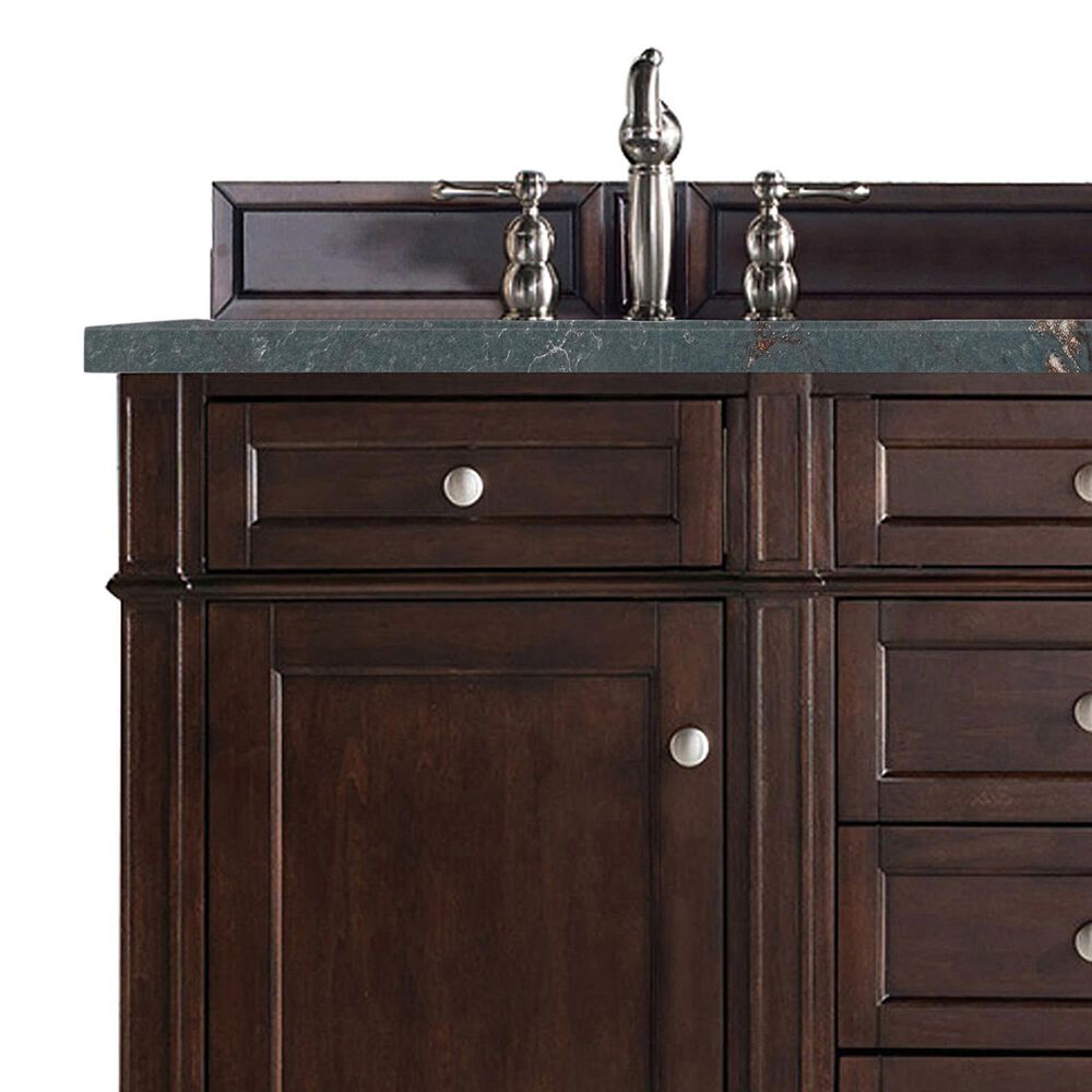 James Martin Vanities Brittany 60&quot; Double Bathroom Vanity in Burnished Mahogany with 3 cm Parisien Bleu Quartz Top and Rectangular Sinks, , large