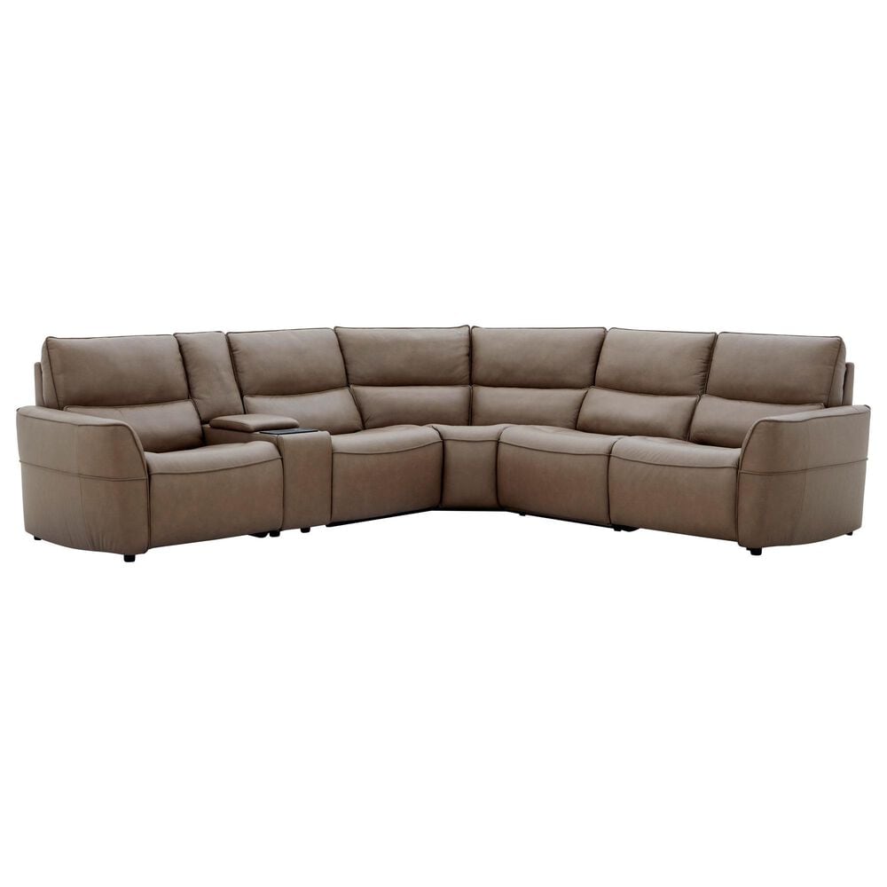 Interlochen 6-Piece Leather Power Reclining Sectional with Power Headrests in Aline Sable, , large