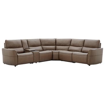 Interlochen 6-Piece Leather Power Reclining Sectional with Power Headrests in Aline Sable, , large