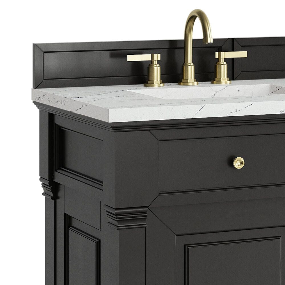 James Martin Vanities Brookfield 60&quot; Double Bathroom Vanity in Black Onyx with 3 cm Ethereal Noctis Quartz Top and Rectangular Sinks, , large
