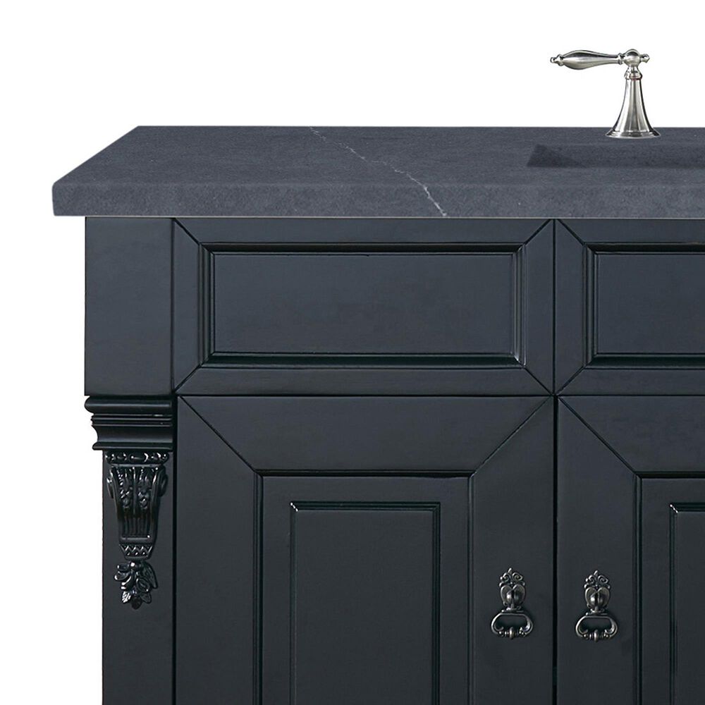 James Martin Vanities Brookfield 48&quot; Single Bathroom Vanity in Antique Black with 3 cm Charcoal Soapstone Quartz Top and Rectangle Sink, , large