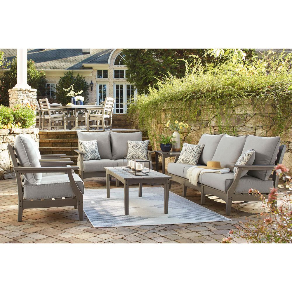 Signature Design by Ashley Visola Stationary Loveseat with Cushion in Gray, , large