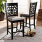 Baxton Studio Devon Counter Height Pub Chair with Grey Cushion in Espresso Brown (Set of 2), , large