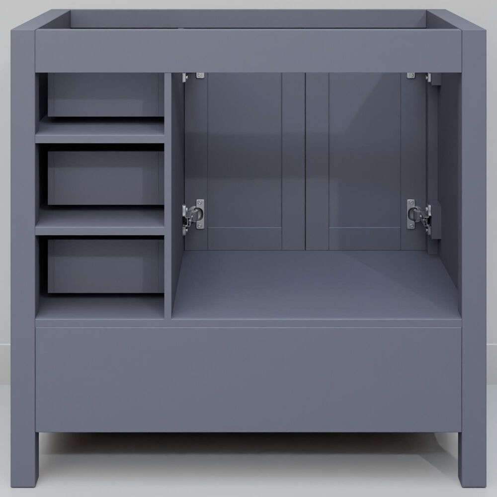 Lexora Home Jacques 36" Left Offset Single Bathroom Vanity in Dark Grey with 2 cm White Cultured Marble Top and Rectangular Sink, , large