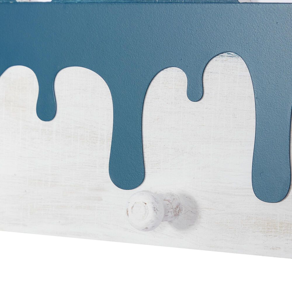 Maple and Jade 19&quot; x 10&quot; Wall Hook in Blue and White, , large