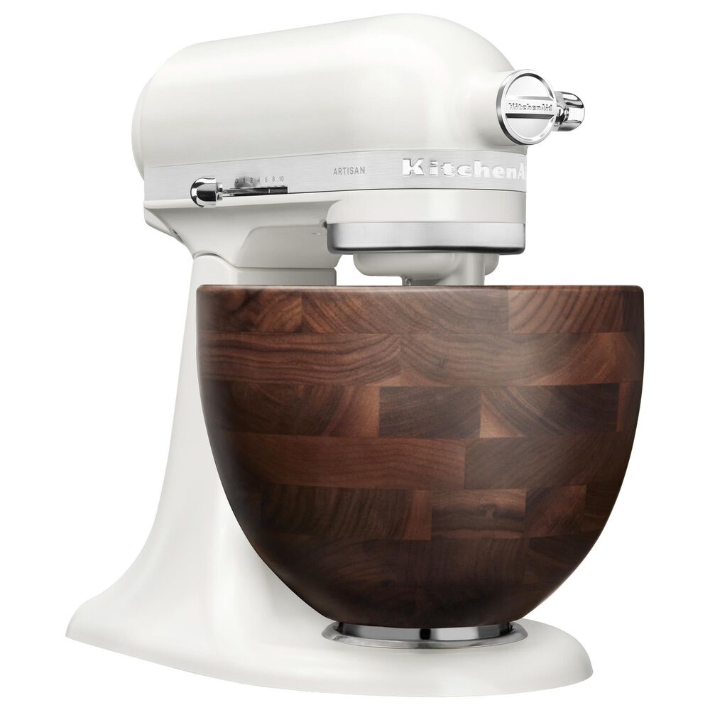KitchenAid 5-Quart Tilt-Head Stand Mixer with Walnut Wood Bowl in Porcelain White, , large