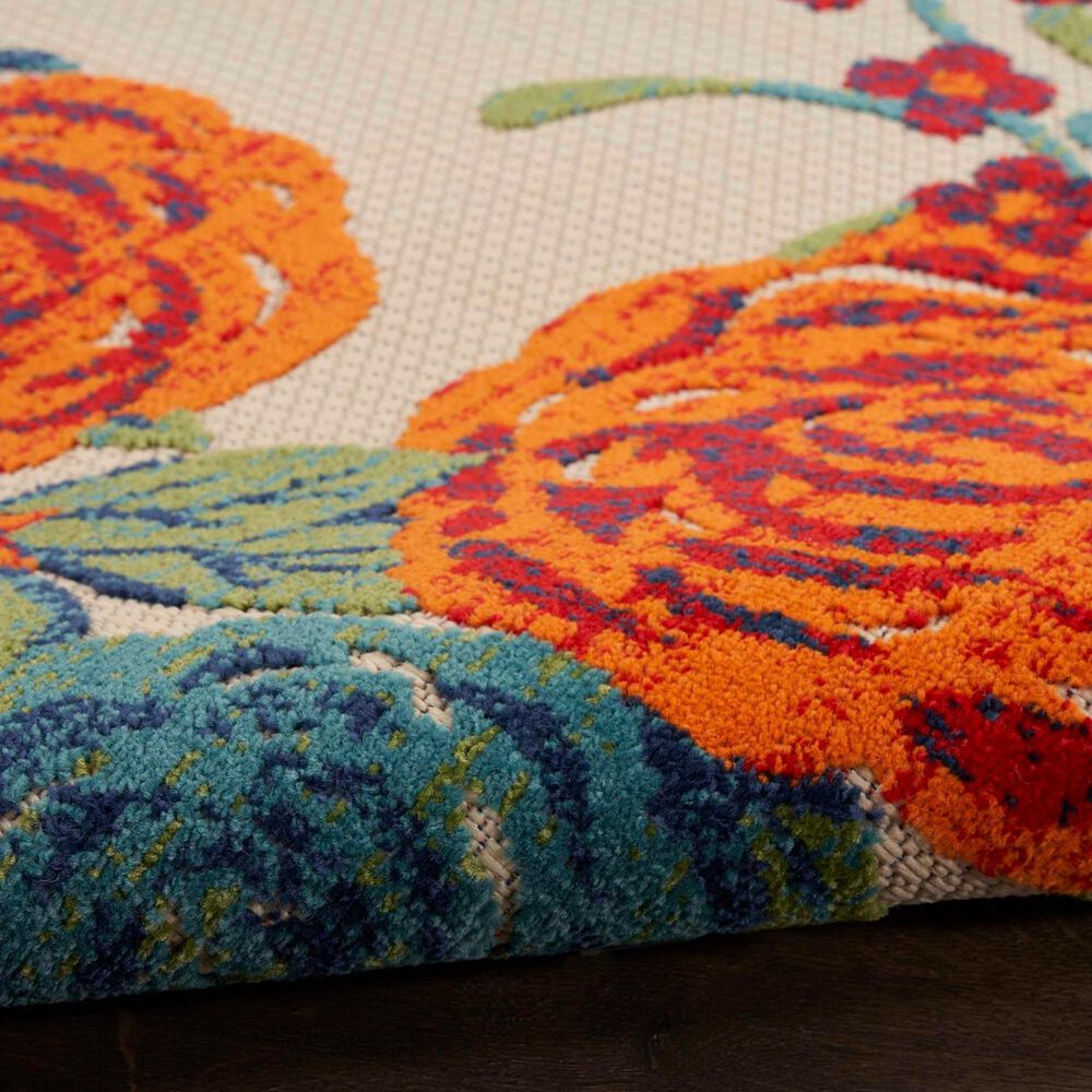 Nourison Aloha ALH32 Ivory and Multicolor 2' x 6' Indoor/Outdoor Runner, , large