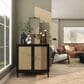 Maple and Jade 28" x 14" Metal Handmade Dimensional Wall Mirror in Matte Black, , large