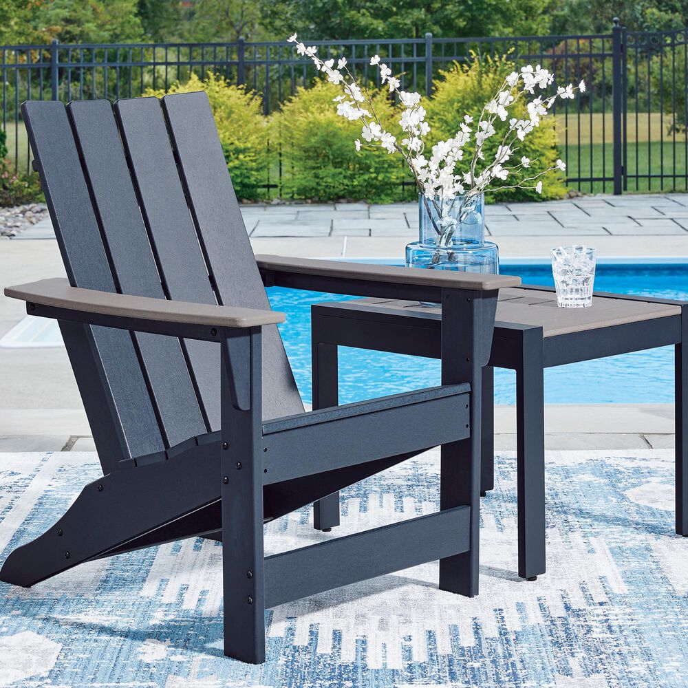 Ashley East Beach Patio Adirondack Chair in Navy Blue and Driftwood, , large