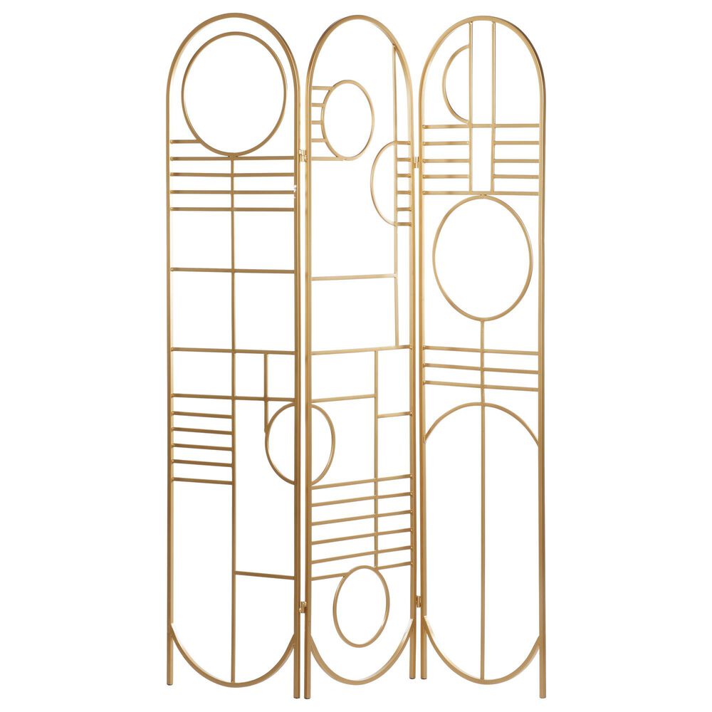 Maple and Jade Room Divider Screen in Matte Gold, , large