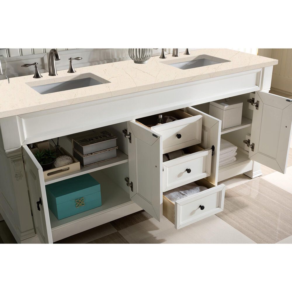 James Martin Vanities Brookfield 72&quot; Double Bathroom Vanity in Bright White with 3 cm Eternal Marfil Quartz Top and Rectangle Sinks, , large