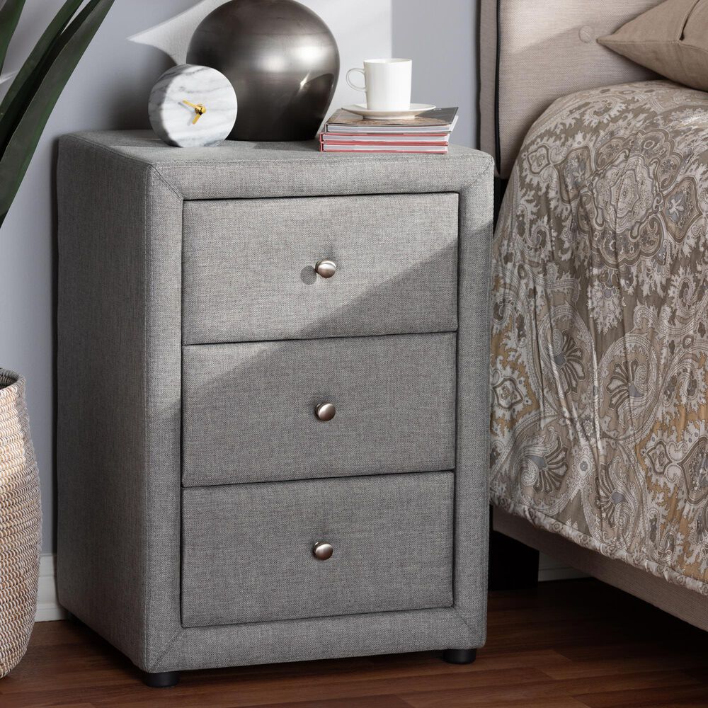 Baxton Studio Tessa 3-Drawer Nightstand in Grey, , large