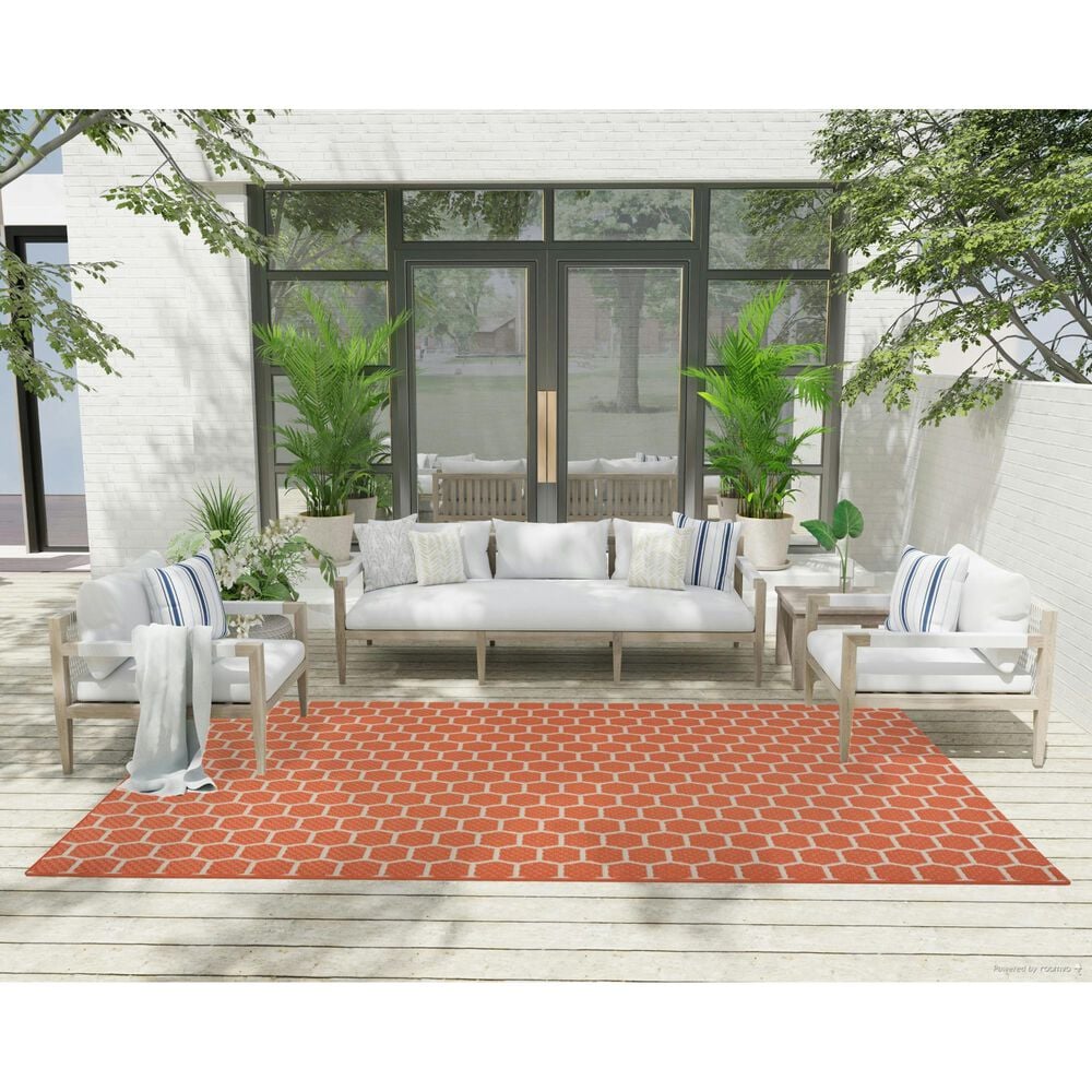 Nourison Twist Reversible 6&#39; x 9&#39; Coral Indoor/Outdoor Area Rug, , large