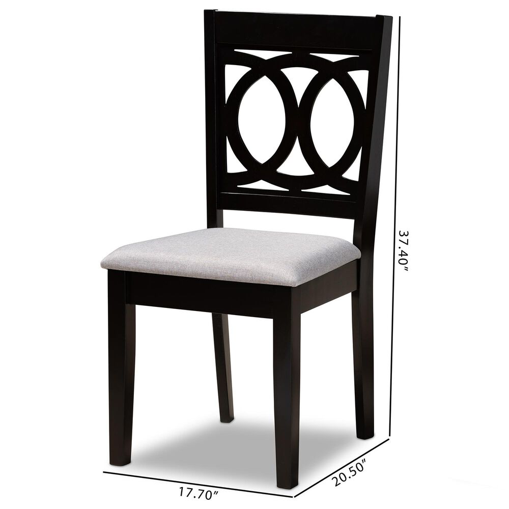 Baxton Studio Lenoir Side Chair with Grey Cushion in Espresso Brown (Set of 2), , large