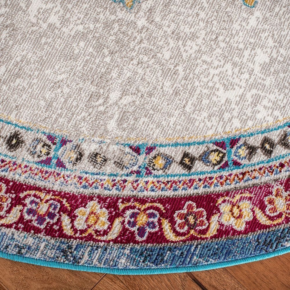 Safavieh Aria Oriental 6&#39;6&quot; Round Ivory and Navy Area Rug, , large