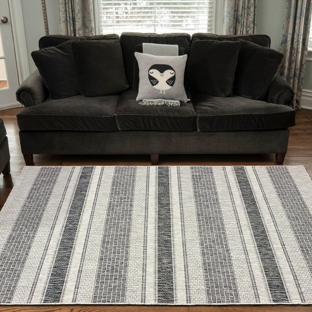 L&amp;R Resources Sun Shower 8&#39; x 10&#39; Gray and Black Indoor/Outdoor Area Rug, , large