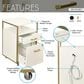 Rta Products Llc Modern Rolling File Cabinet with USB Charging Ports and Power Outlet in White and Gold, , large