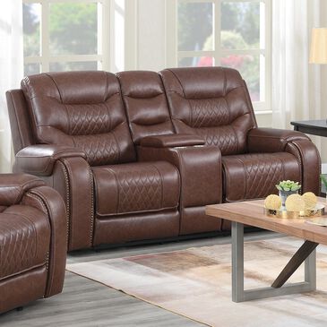 Klaussner Hubble Power Reclining Loveseat with Power Headrest in Mika Brown, , large