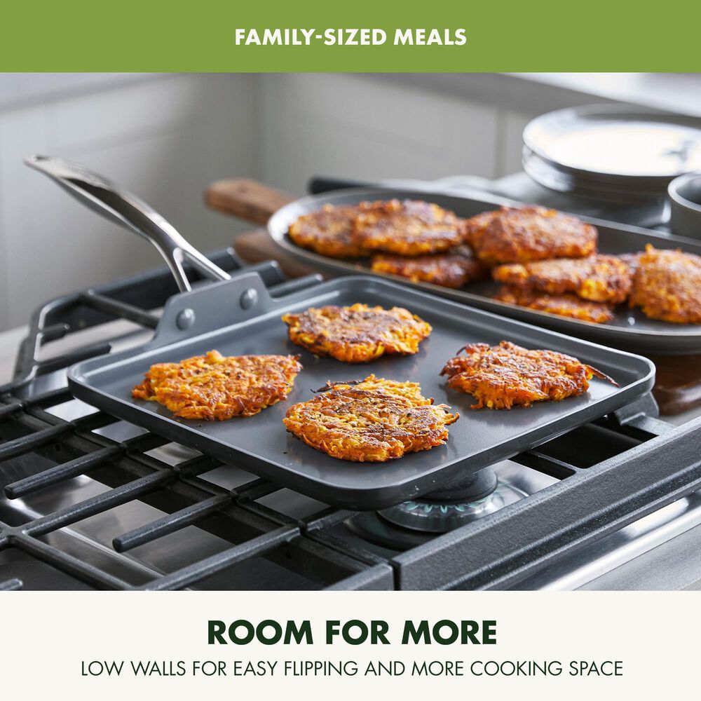 Green Pan Valencia Pro 11" Nonstick Square Griddle in Grey, , large