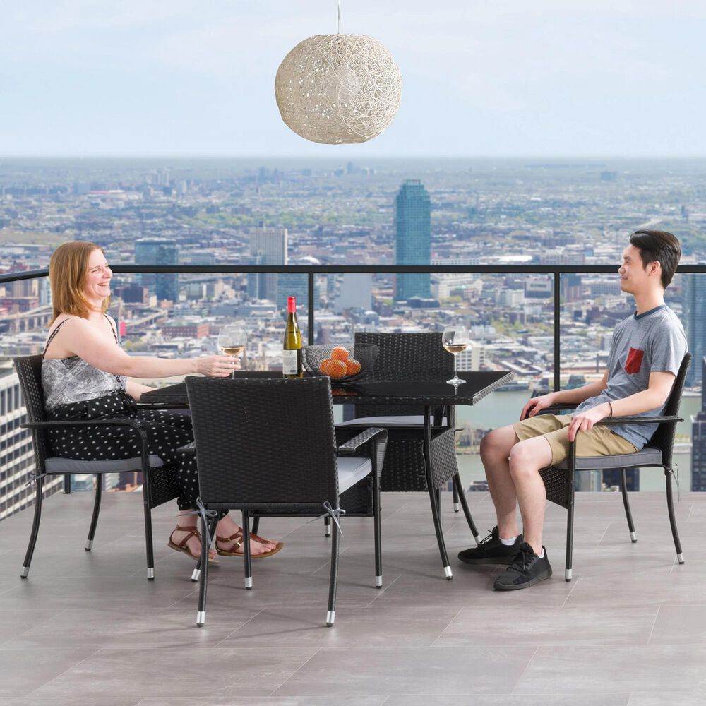 CorLiving Parksville 5-Piece Patio Dining Set in Black/Ash Gray, , large