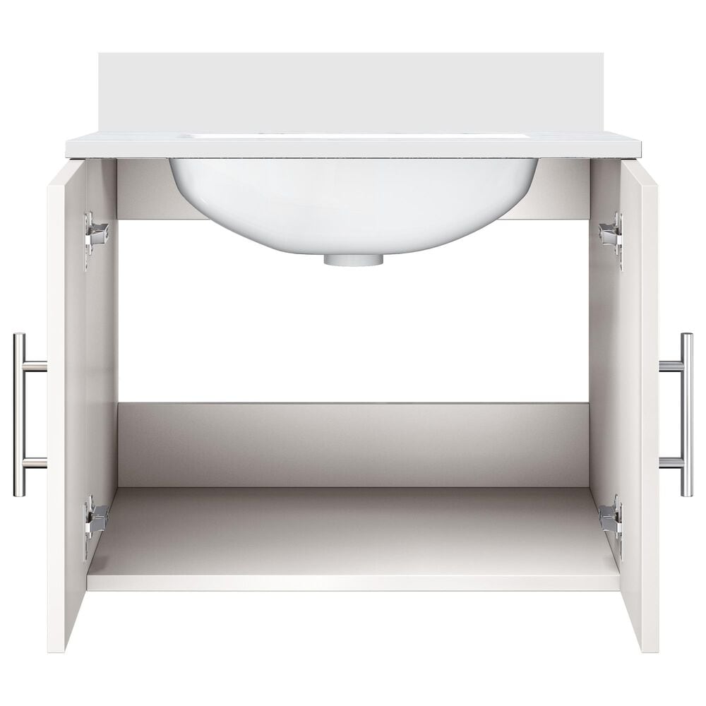 Lexora Home Geneva 24&quot; Single Bathroom Vanity in Glossy White with 2 cm White Cultured Marble Top and Rectangular Sink, , large