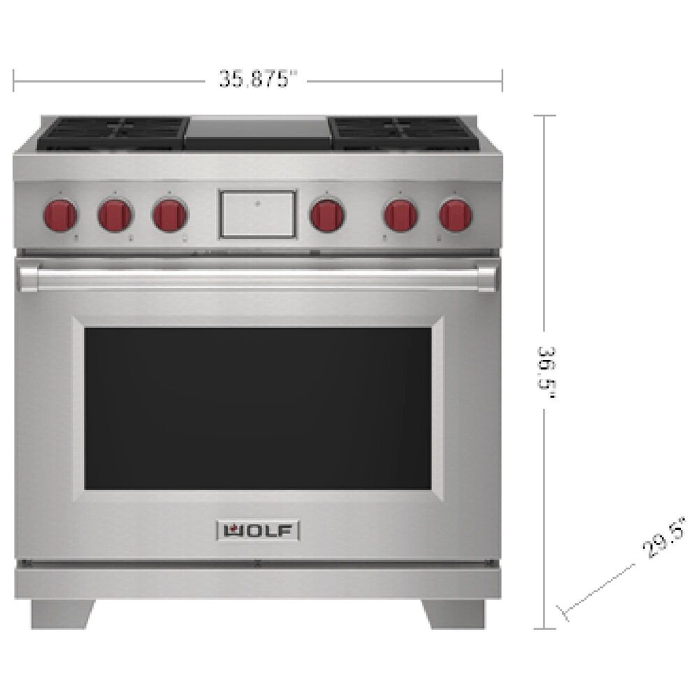Wolf Appliances 6.3 Cu. Ft. Freestanding Dual Fuel Range with Natural Gas and Infrared Charbroiler in Black, , large