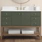 37B Isadore 48" Single Bathroom Vanity Cabinet in Deep Olive Green and White Composite Stone Top and Backsplash, , large