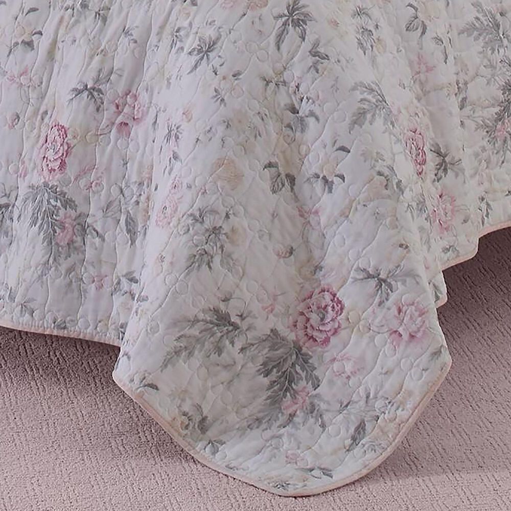 Revman Breezy Floral 3-Piece King Quilt Set in Pastel Grey, , large