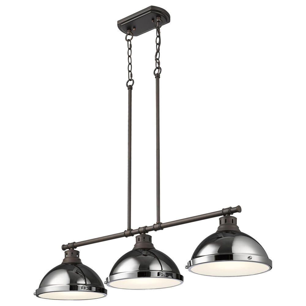 Golden Lighting Duncan 3-Light Pendant with Chrome Shade in Rubbed Bronze, , large