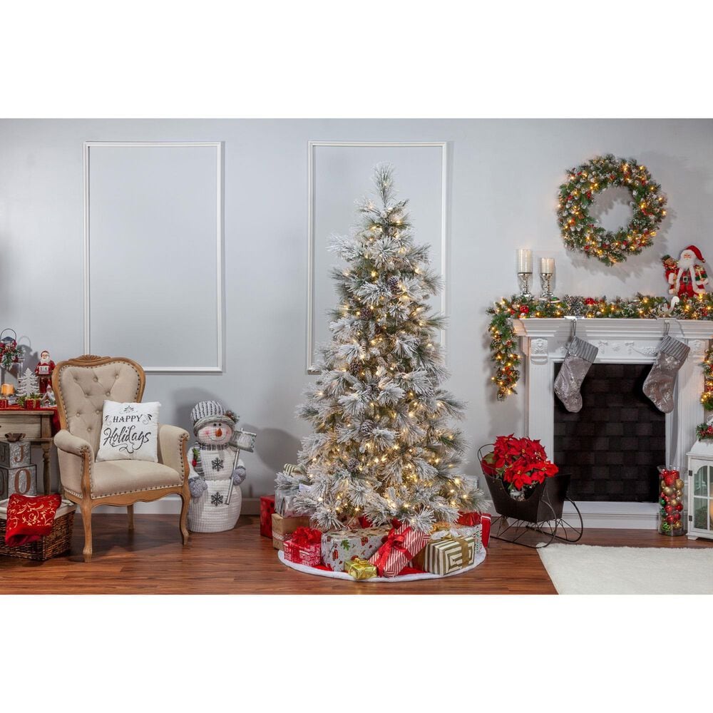 The Gerson Company 5&#39; Pre-Lit Lightly Snowbell Pine Christmas Tree in Green, , large