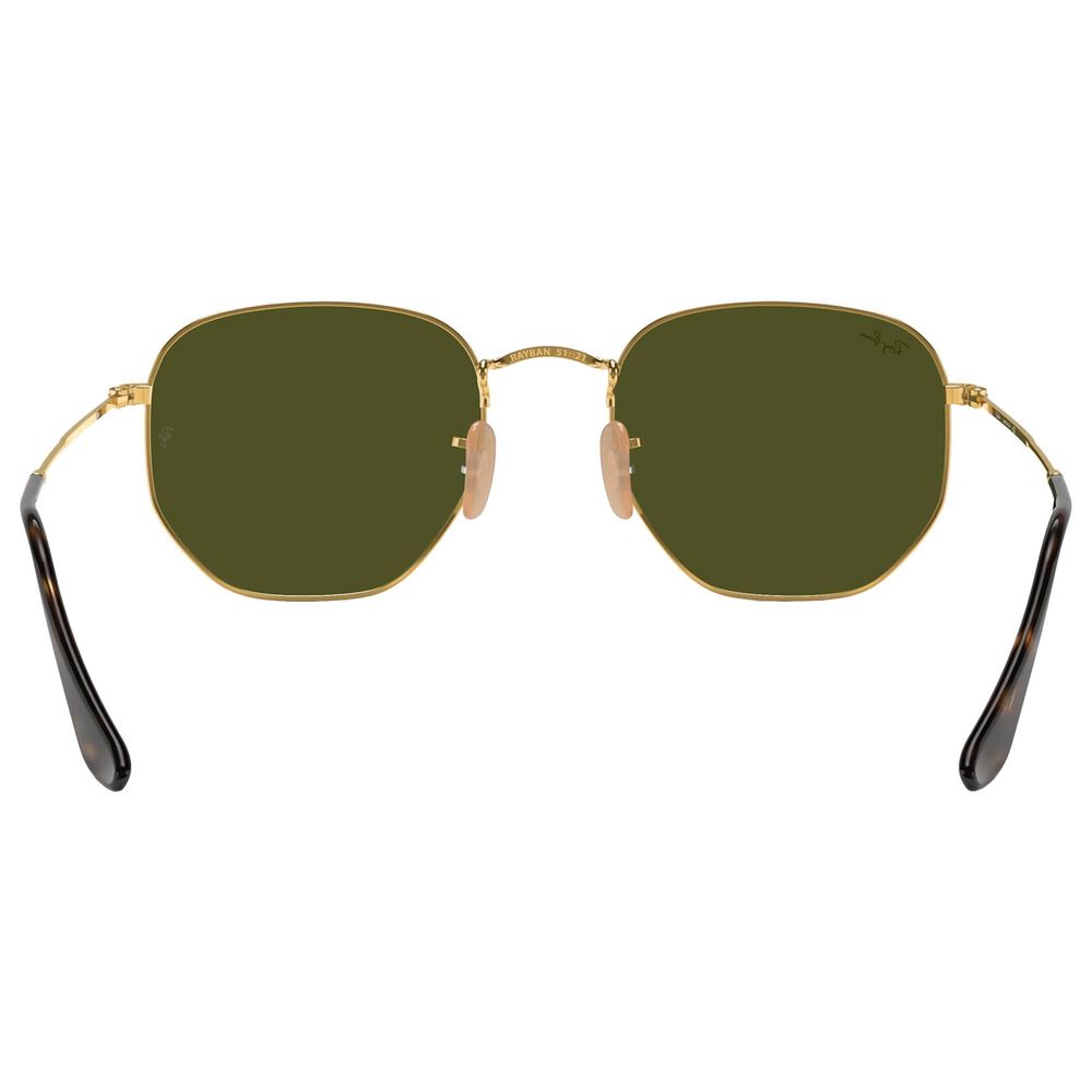 Ray-Ban Hexagonal Flat Lenses Sunglasses with Silver Lenses in Polished Gold, , large