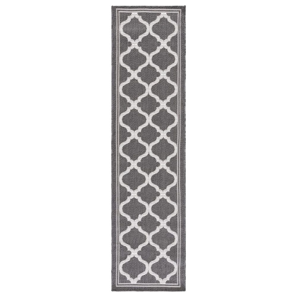 Safavieh Bermuda 2" x 8" Charcoal and Ivory Indoor/Outdoor Area Performance Rug, , large