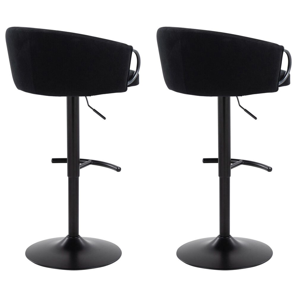 LumiSource Claire Swivel Adjustable Barstool with Black Velvet Upholstery in Black (Set of 2), , large
